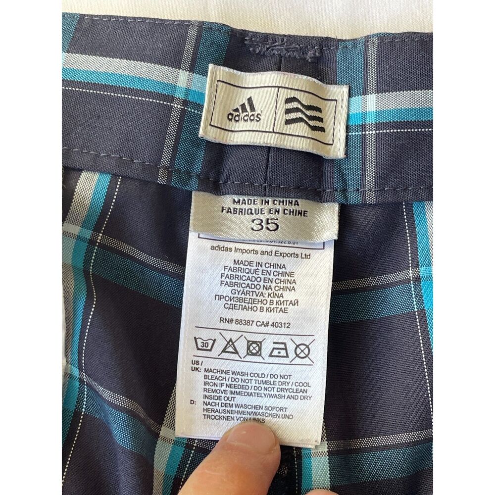 Men's Adidas Navy Blue Plaid Walking Golf Shorts Flat Front SIZE 35 - Picture 6 of 8